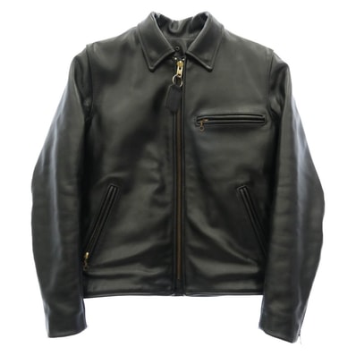 VANSON バンソン ライダースジャケット USA製 9D SINGLE RIDERS JACKET襟付き シングル ライダース ジャケット ブラック系 40【中古】