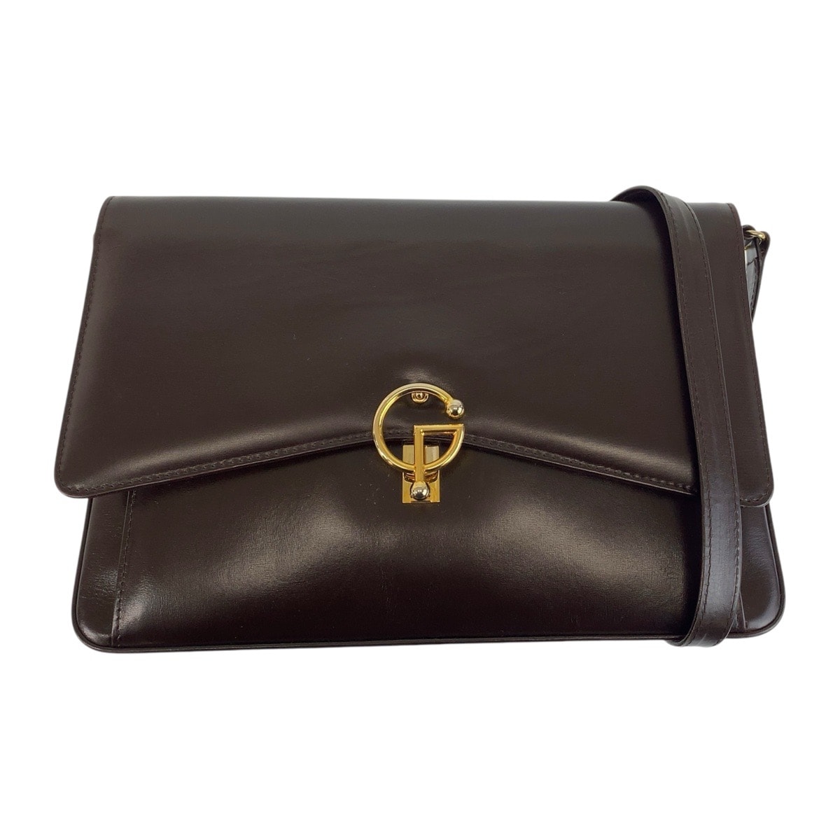 美品 GUCCI グッチ ヴィンテージ ブラウン ゴールド金具 レザー ショルダーバッグ メッセンジャーバッグ 506350 【中古】