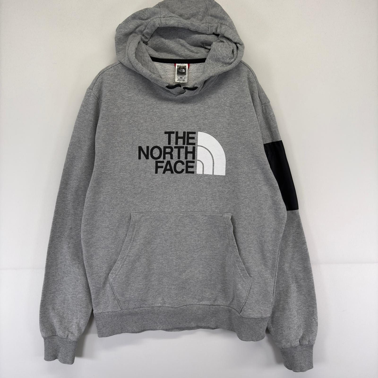 古着 ザ・ノースフェイス THE NORTH FACE パーカー プルオーバー ロゴ プリント 袖ポケット スウェット M  グレー メンズ