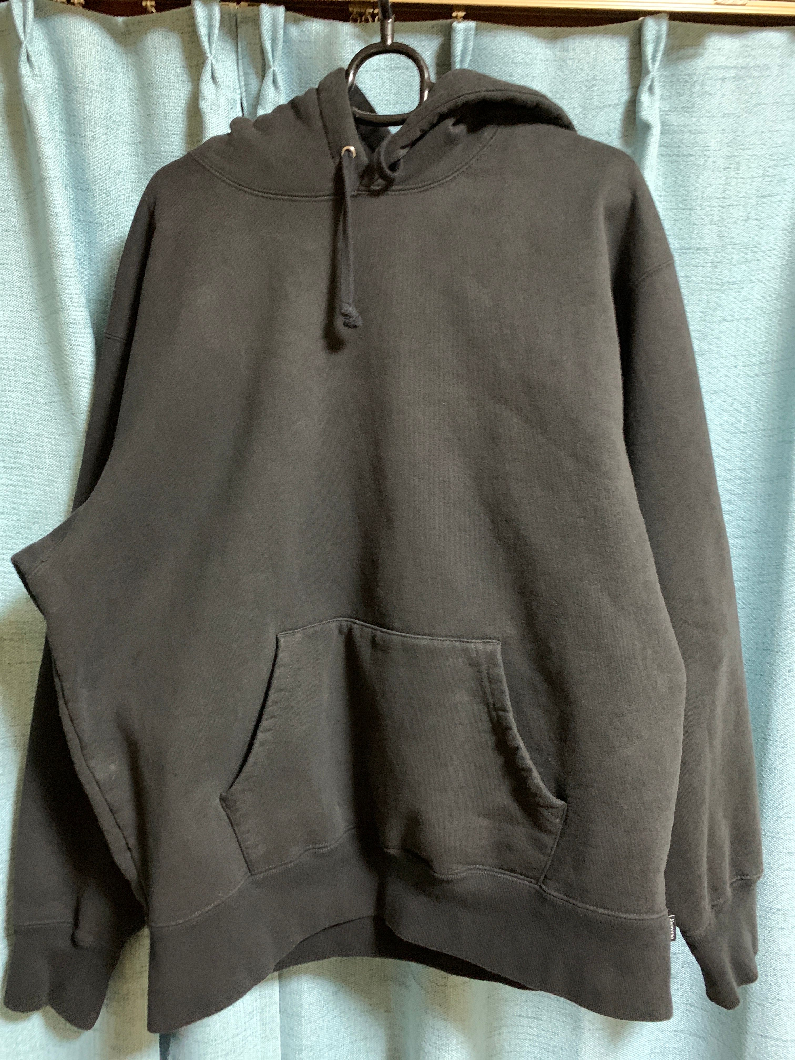 Supreme Satin Applique Hooded Sweatshirt "Black"