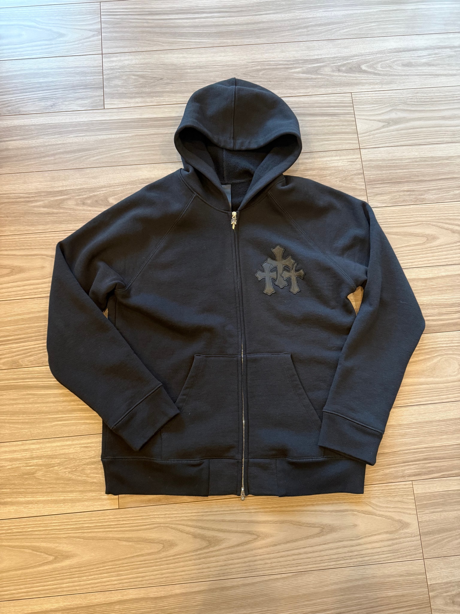 Chrome Hearts Y Not Cross Patch Zip Up Hoodie "Black/Silver"