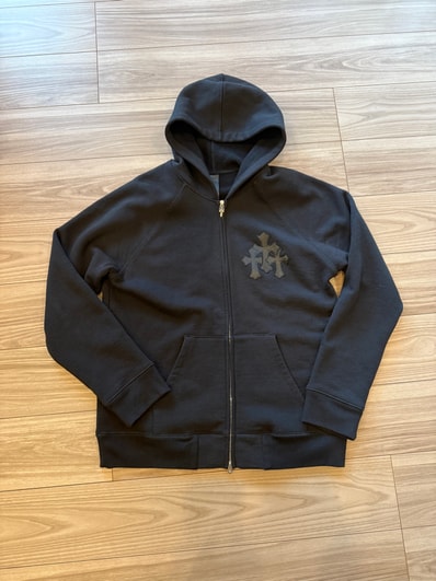 Chrome Hearts Y Not Cross Patch Zip Up Hoodie "Black/Silver"