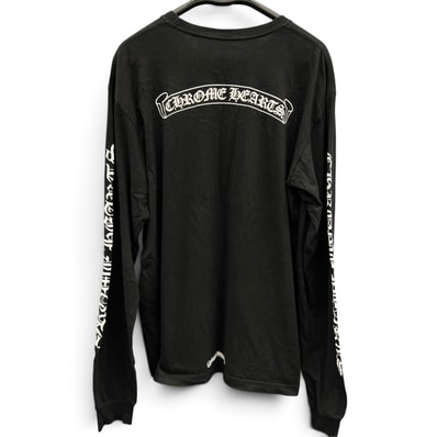 CHROME HEARTS クロムハーツ CH SCROLL LOGO L/S TEE CHスクロールロゴ ロングスリーブTシャツ バックプリント 長袖Tシャツ #XXL コットン ブラック ホワイト カットソー Bランク 中古 鑑定済 クロムTシャツ