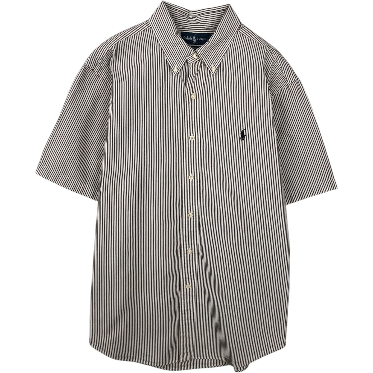 古着 ラルフローレン Ralph Lauren CLASSIC FIT クラシックフィット 半袖 ボタンダウン ストライプシャツ メンズL相当/eaa644813