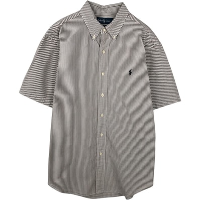 古着 ラルフローレン Ralph Lauren CLASSIC FIT クラシックフィット 半袖 ボタンダウン ストライプシャツ メンズL相当/eaa644813