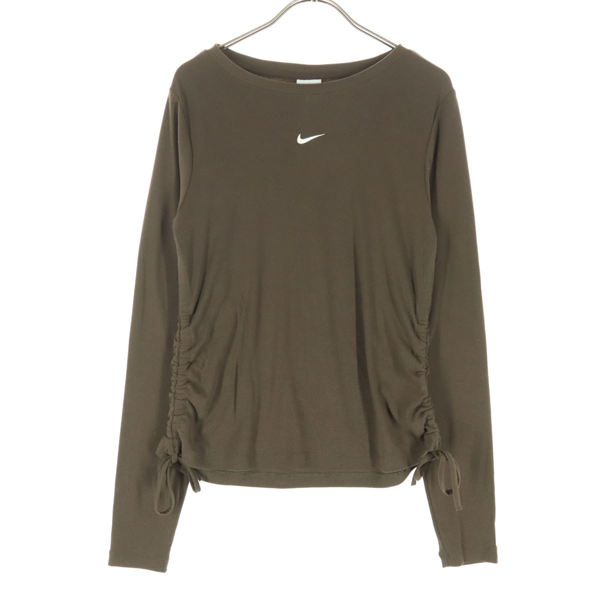 美品 NIKE ナイキ スウォッシュ 長袖 サイドシャーリング カットソー L ブラウン