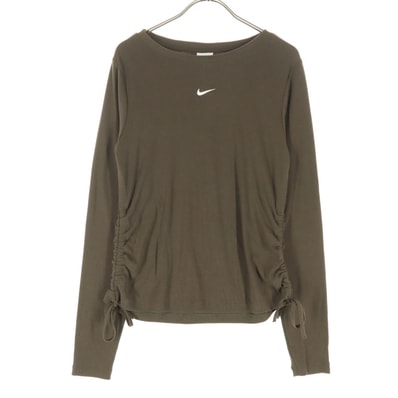 美品 NIKE ナイキ スウォッシュ 長袖 サイドシャーリング カットソー L ブラウン