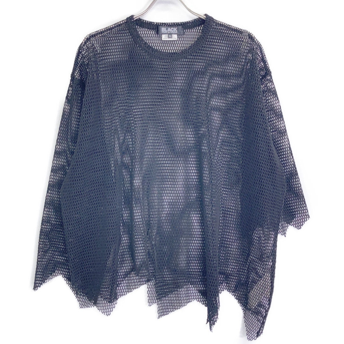 ブラックコムデギャルソン 1K-T001 22年製 ブラック メッシュ カットデザイン L/Sシャツ XL