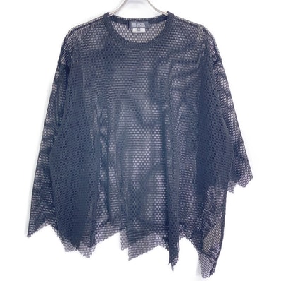 ブラックコムデギャルソン 1K-T001 22年製 ブラック メッシュ カットデザイン L/Sシャツ XL