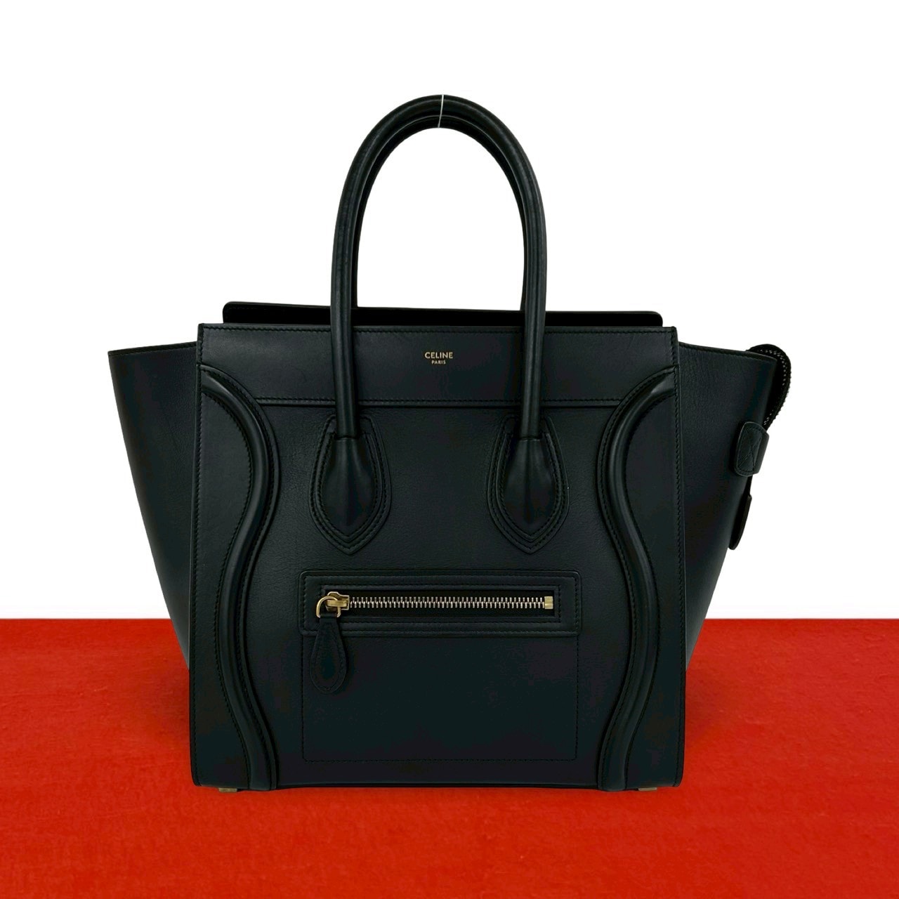 CELINE セリーヌ ラゲージ マイクロ レザー ハンドバッグ ブラック
 37286