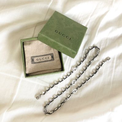 GUCCI Silver Necklace With Interlocking G