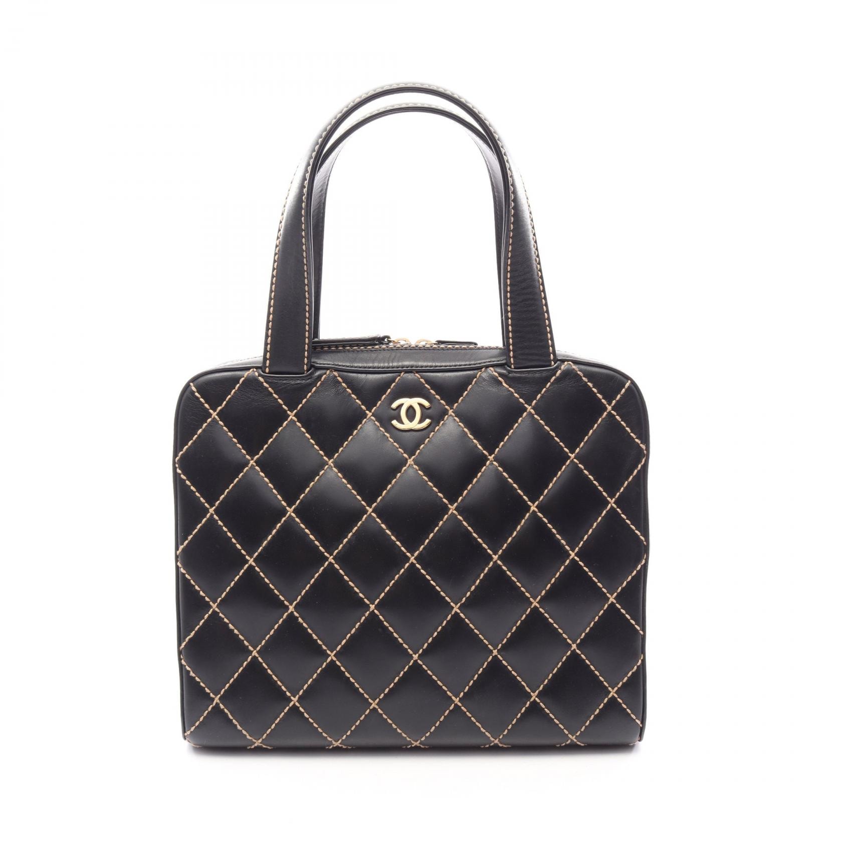 シャネル CHANEL ワイルドステッチ ハンドバッグ バッグ レザー レディース ブラック系 【中古】