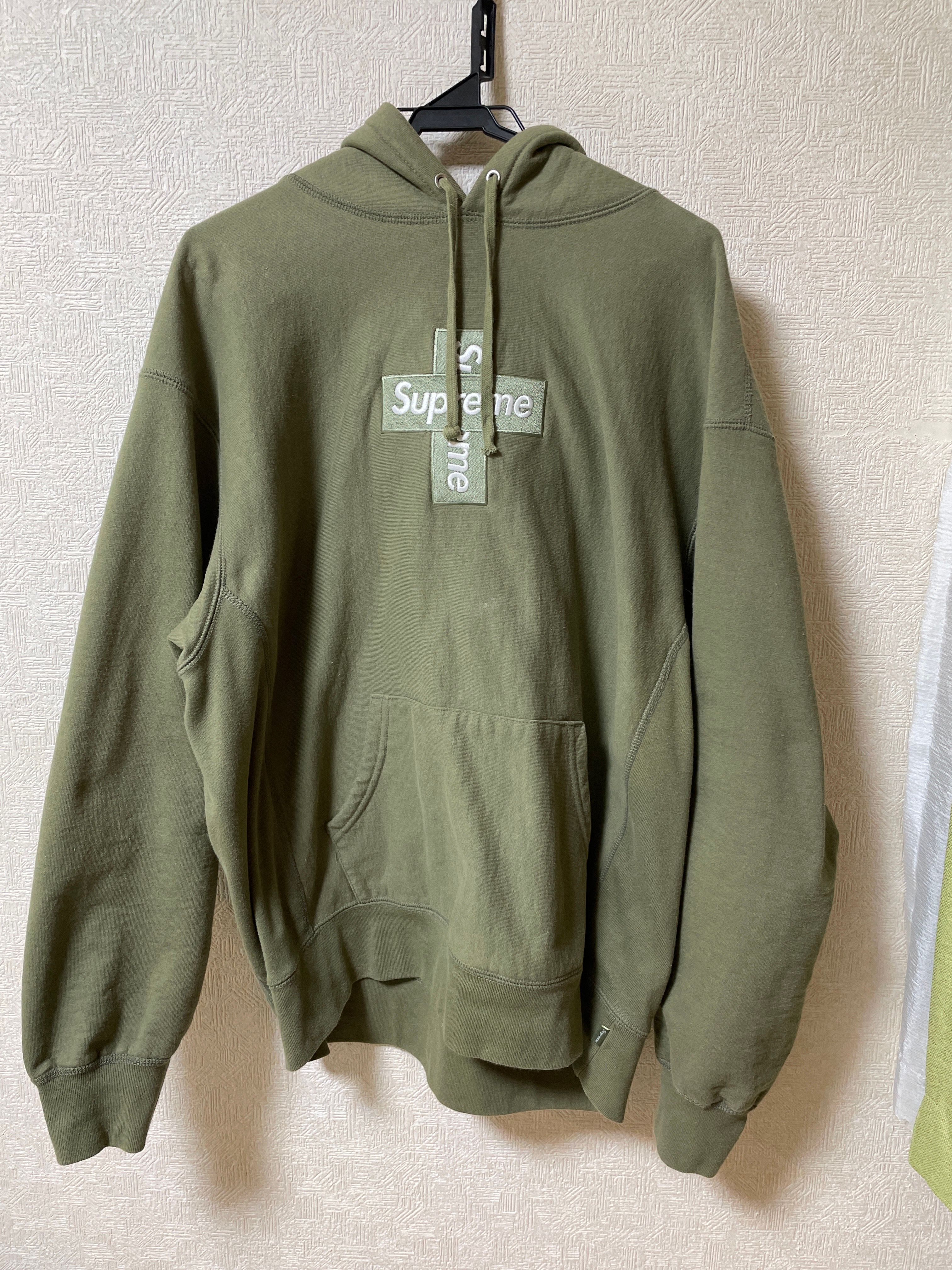 Supreme Cross Box Logo Hooded Sweatshirt "Light Olive"