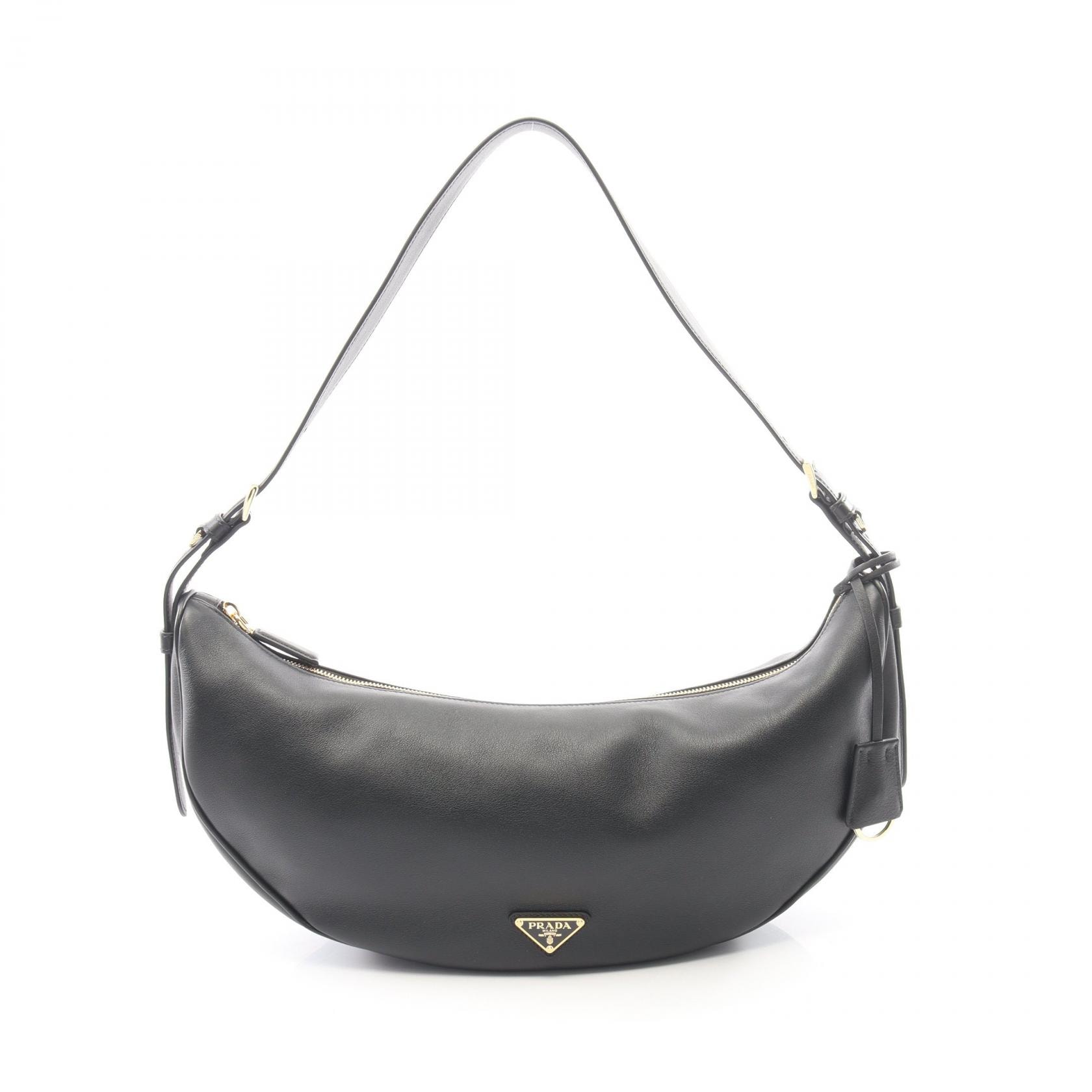 プラダ PRADA ドゥミ リュンヌ ラージ ショルダーバッグ バッグ レザー レディース ブラック系 【中古】