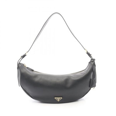 プラダ PRADA ドゥミ リュンヌ ラージ ショルダーバッグ バッグ レザー レディース ブラック系 【中古】