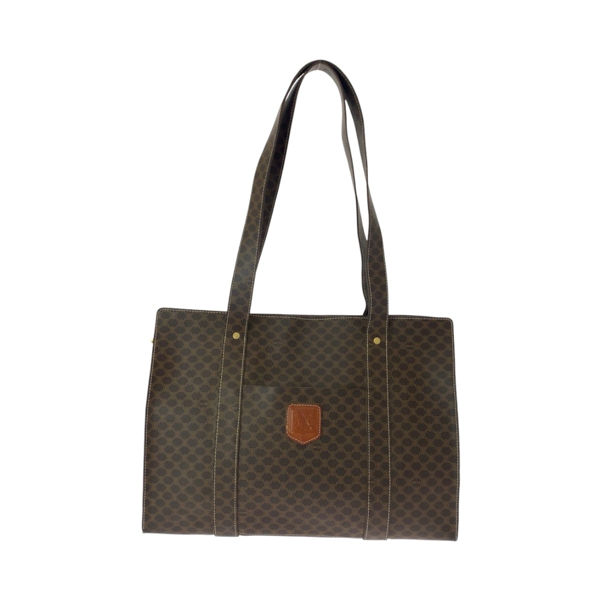 CELINE セリーヌ ヴィンテージ マカダム柄 ブラウン ゴールド金具 PVC トートバッグ ショルダーバッグ 506356 【中古】