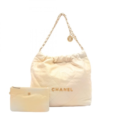 シャネル CHANEL マトラッセ シャネル22 ラージ ショルダーバッグ バッグ ラムスキン(羊革) レディース アイボリー系 / ホワイト系 AS3262 【中古】