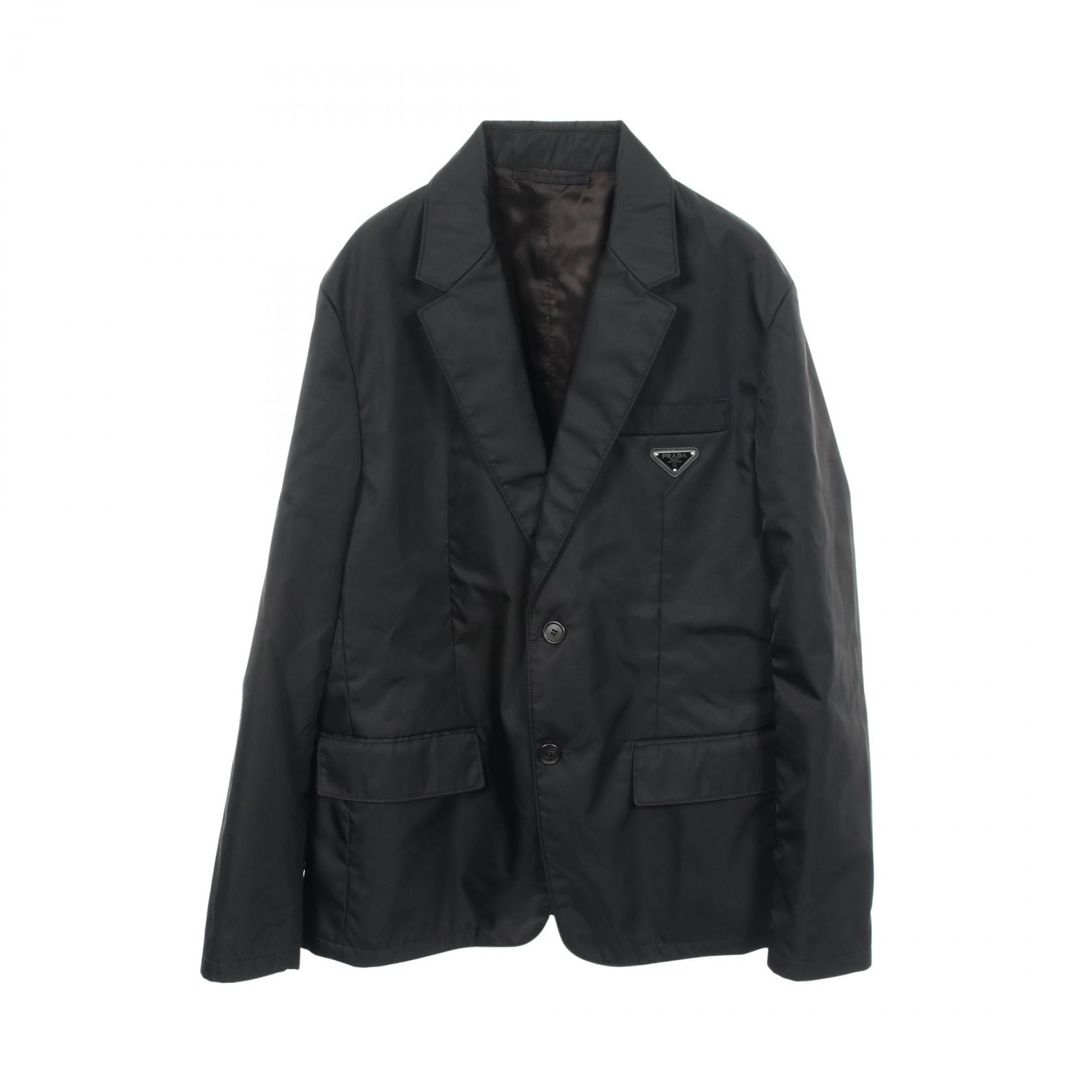 プラダ PRADA Re-Nylon 三角プレート テーラードジャケット 衣料品 アウター ナイロン メンズ ブラック系 SD099 【中古】