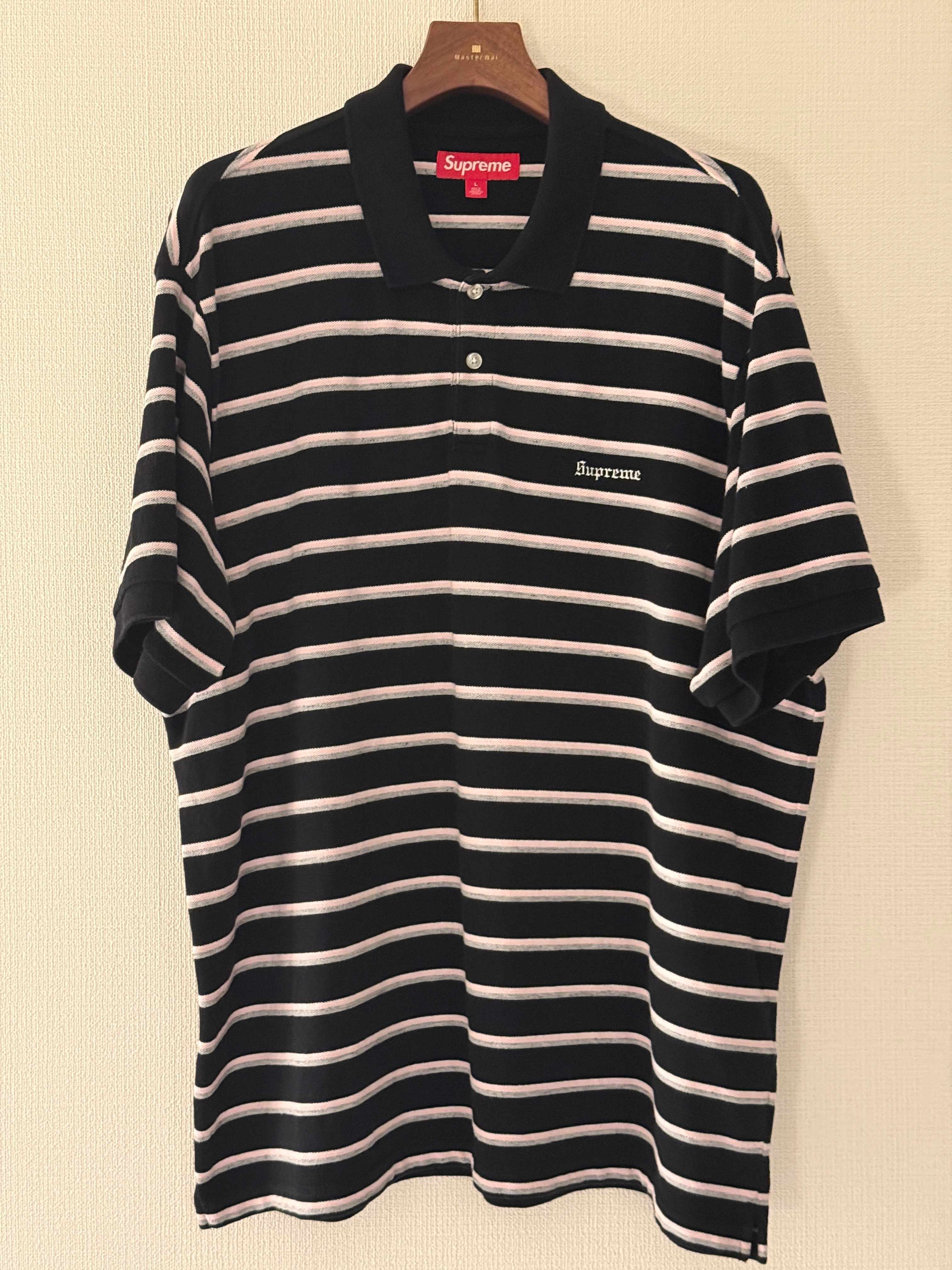 Supreme Washed Stripe Polo "Black"