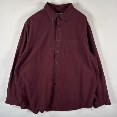 古着 エルエルビーン L.L.Bean 長袖シャツ 千鳥柄 トラディショナルフィット ボタンダウン 大きいサイズ XL ワインレッド メンズ