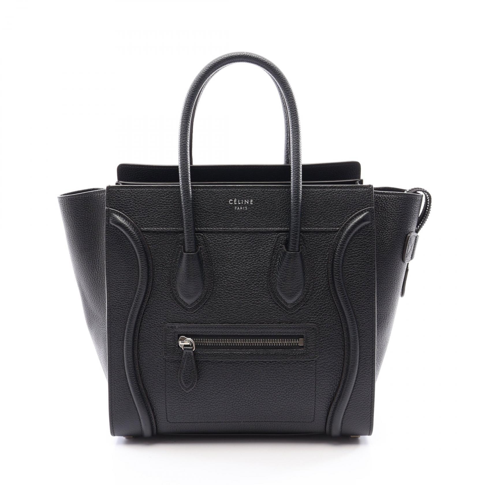 セリーヌ CELINE ラゲージ マイクロショッパー トートバッグ バッグ レザー レディース ブラック系 【中古】