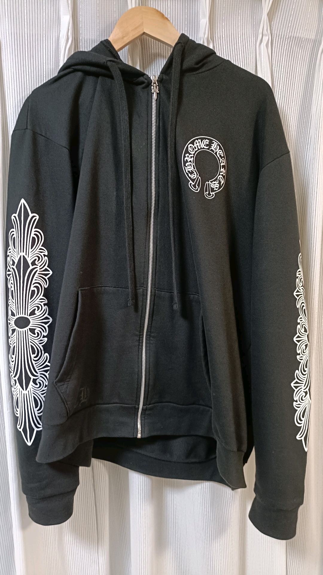 Chrome Hearts Horseshoe Floral Cross Zip-Up Hoodie "Black"