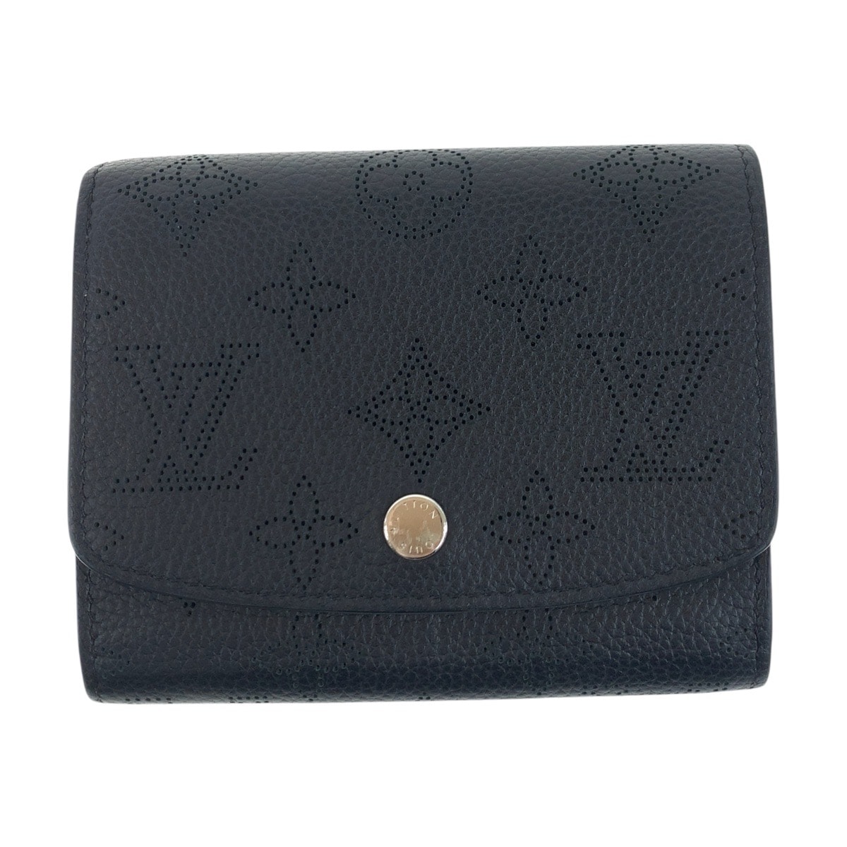 美品 LOUIS VUITTON ルイヴィトン モノグラム マヒナ ポルトフォイユ イリスコンパクト ブラック 黒 シルバー金具 レザー 折財布 コンパクトウォレット 504413 【中古】