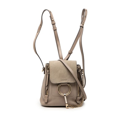 クロエ フェイ リュック 2WAY ハンドバッグ グレージュ レザー スウェード レディース Chloe 【中古】