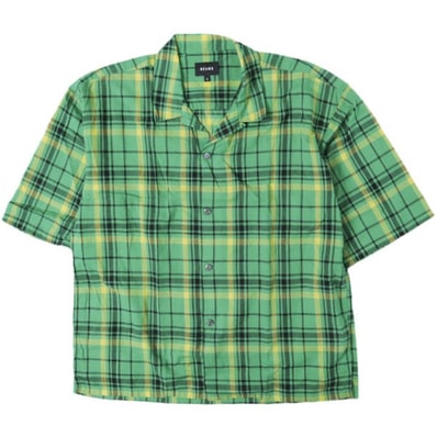BEAMS ビームス 22SS ビッグチェックルーズフィットオープンカラーシャツ 11-01-0035-803 S GREEN 半袖 開襟 トップス g28087