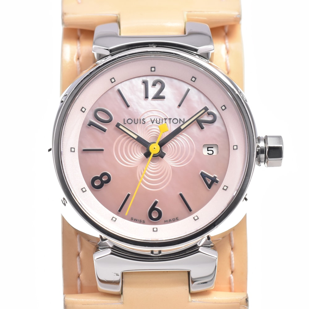 ルイ・ヴィトン LOUIS VUITTON Q1216 タンブール ピンクシェル クォーツ レディース 美品 内箱付き 腕時計 B#149463