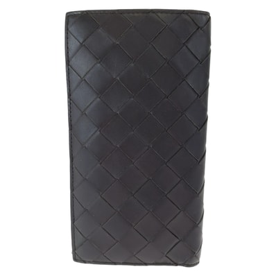 美品 BOTTEGAVENETA ボッテガヴェネタ マキシイントレチャート ブラウン カーフ 長財布 506349 【中古】