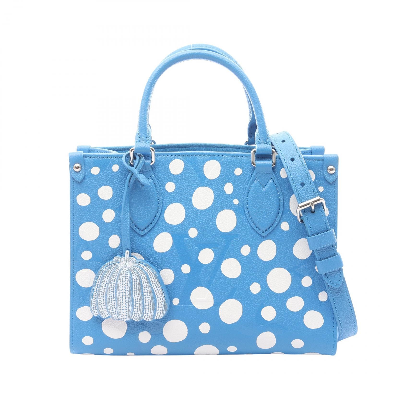 ルイ・ヴィトン LOUIS VUITTON LOUIS VUITTON × yayoi kusama オンザゴーPM 2WAY ハンドバッグ バッグ レザー モノグラム・アンプラント レディース ブルー系 / ホワイト系 M46424 【中古】