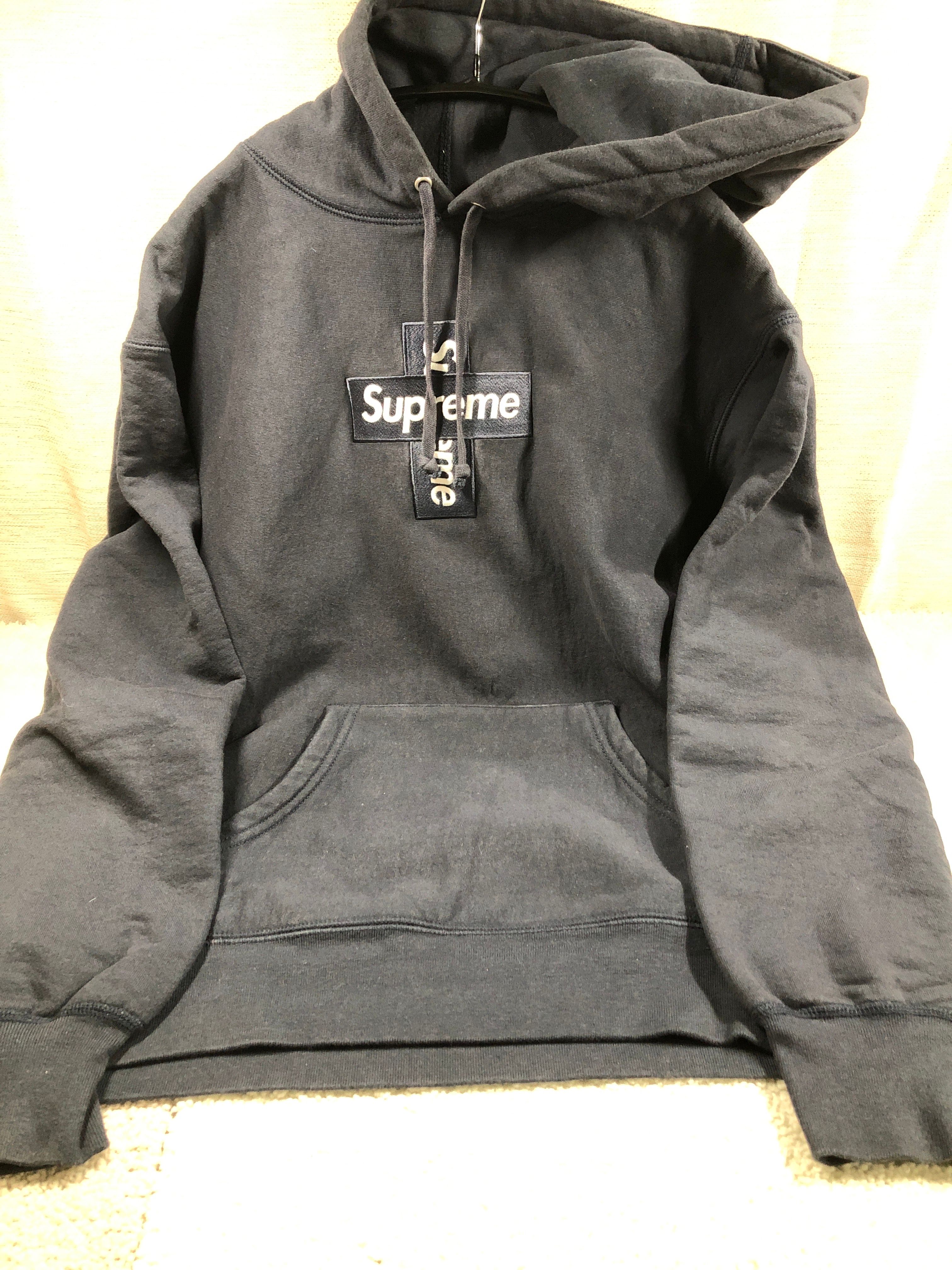 Supreme Cross Box Logo Hooded Sweatshirt "Navy"