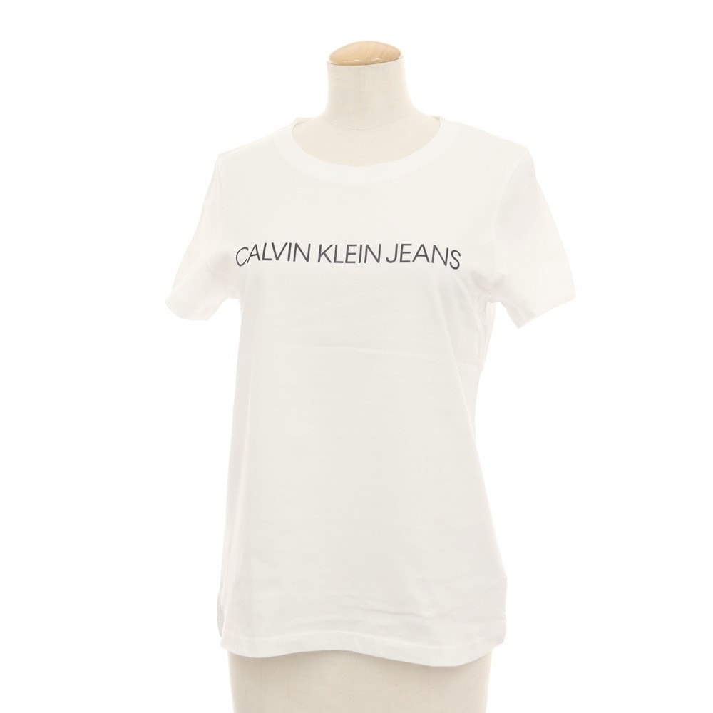 【中古】【未使用】カルバンクラインジーンズ Calvin klein Jeans コットン クルーネック 半袖Tシャツ ホワイト【サイズM】【レディース】