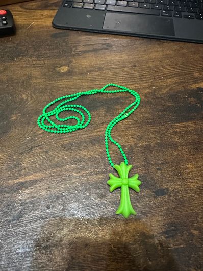 Chrome Hearts Rubber Small CH Cross Silicon Necklace Top Aoyama 20th Anniversary "Green"