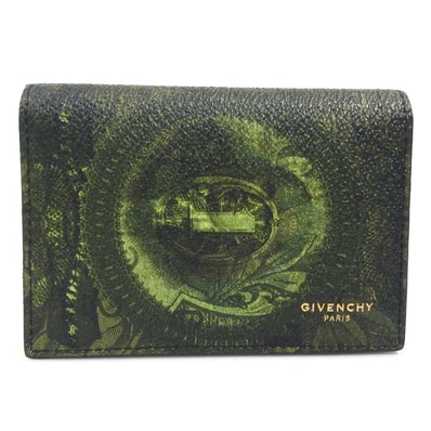 ジバンシィ GIVENCHY カードケース 名刺入れ レザー ブラック/グリーン ユニセックス【中古】 56756a