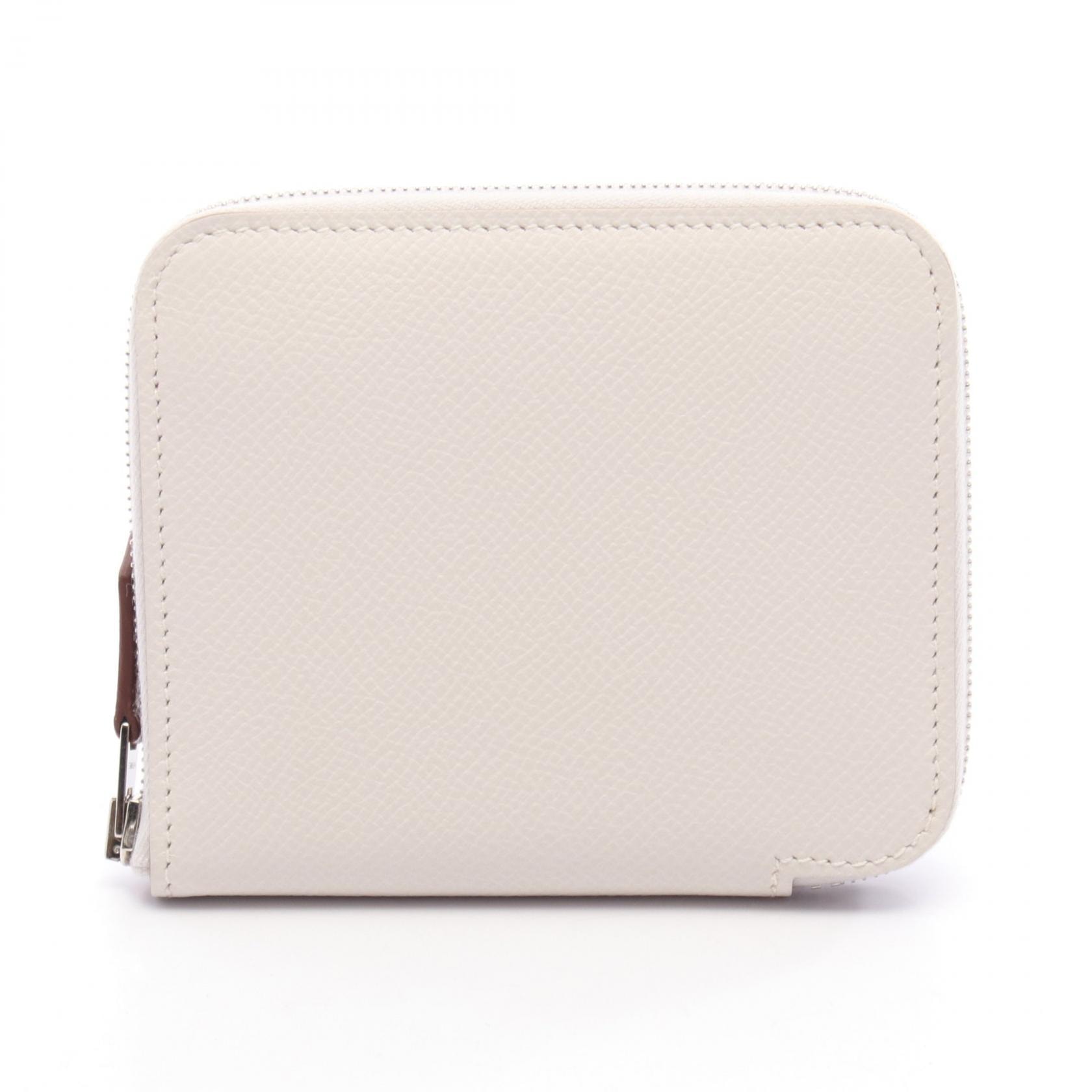 エルメス HERMES アザップコンパクト シルクイン ラウンド財布 財布 レザー ヴォーエプソン ヴォーエプソン グリペール B刻印(2023年製造) レディース ホワイト系 【中古】