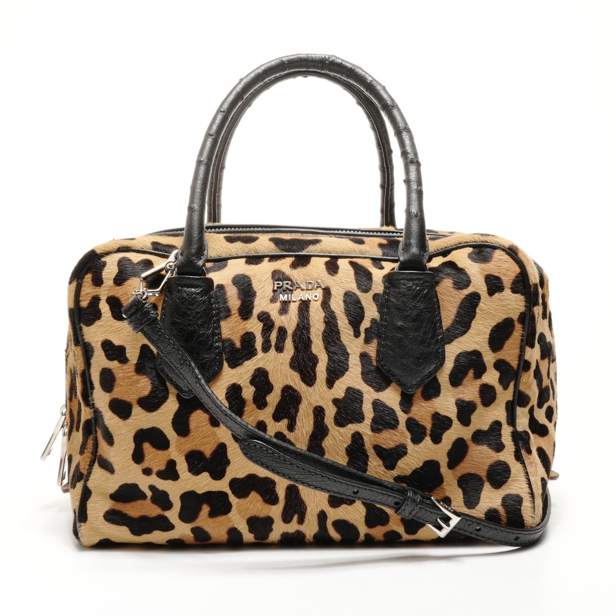 プラダ PRADA ハラコ オーストリッチ 2way ショルダーバッグ【中古】