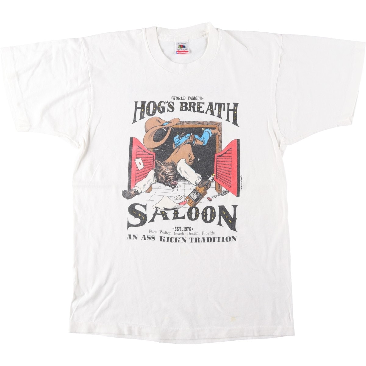 古着 90年代 フルーツオブザルーム FRUIT OF THE LOOM HOG’S BREATH SALOON アドバタイジングTシャツ USA製 メンズL相当 ヴィンテージ/eaa654148