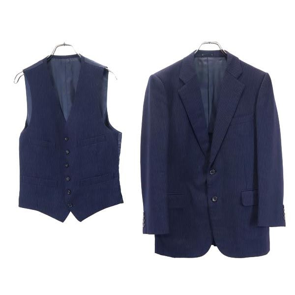 Burberrys バーバリーズ 90s ストライプ柄 ベスト付 テーラードジャケット 紺