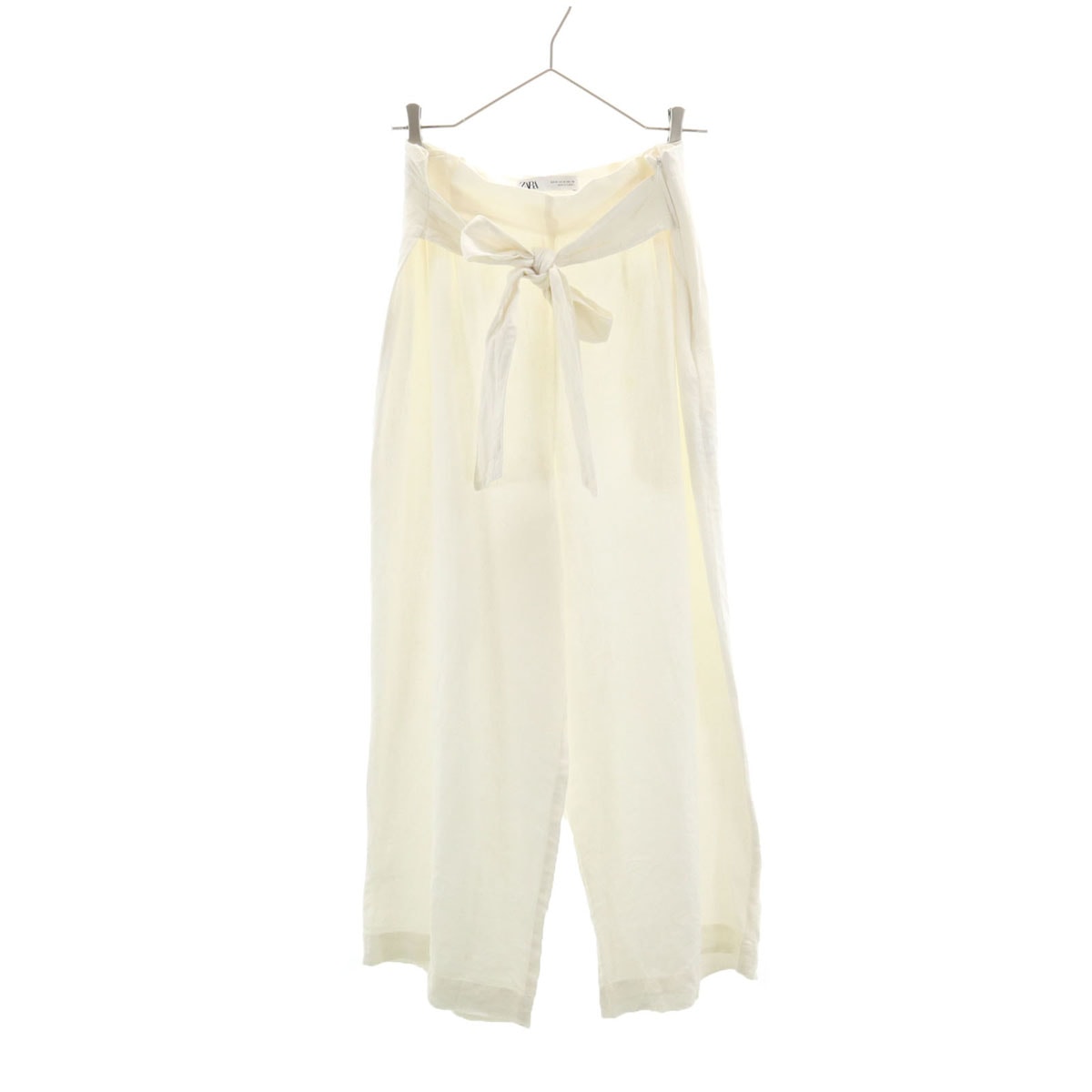 ZARA ザラ リネン ワイドパンツ M アイボリー