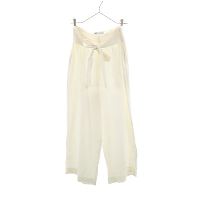 ZARA ザラ リネン ワイドパンツ M アイボリー