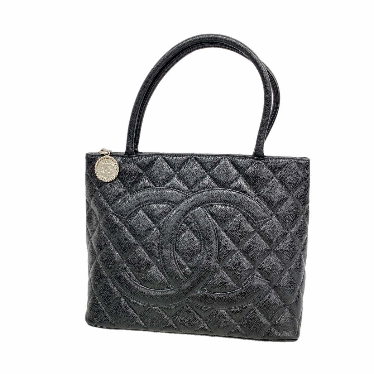 ★最終価格【6ie6730】シャネル トートバッグ 復刻トート キャビアスキン ブラック シルバー金具【中古】レディース