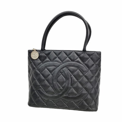 ★最終価格【6ie6730】シャネル トートバッグ 復刻トート キャビアスキン ブラック シルバー金具【中古】レディース