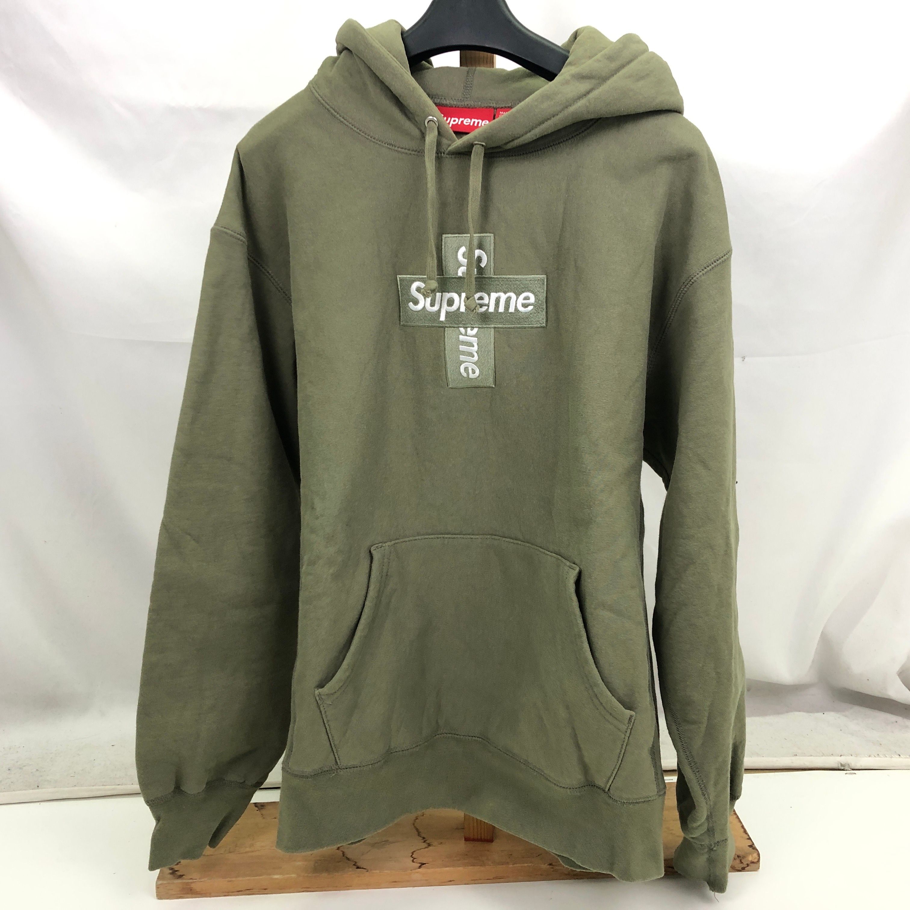 Supreme Cross Box Logo Hooded Sweatshirt "Light Olive"