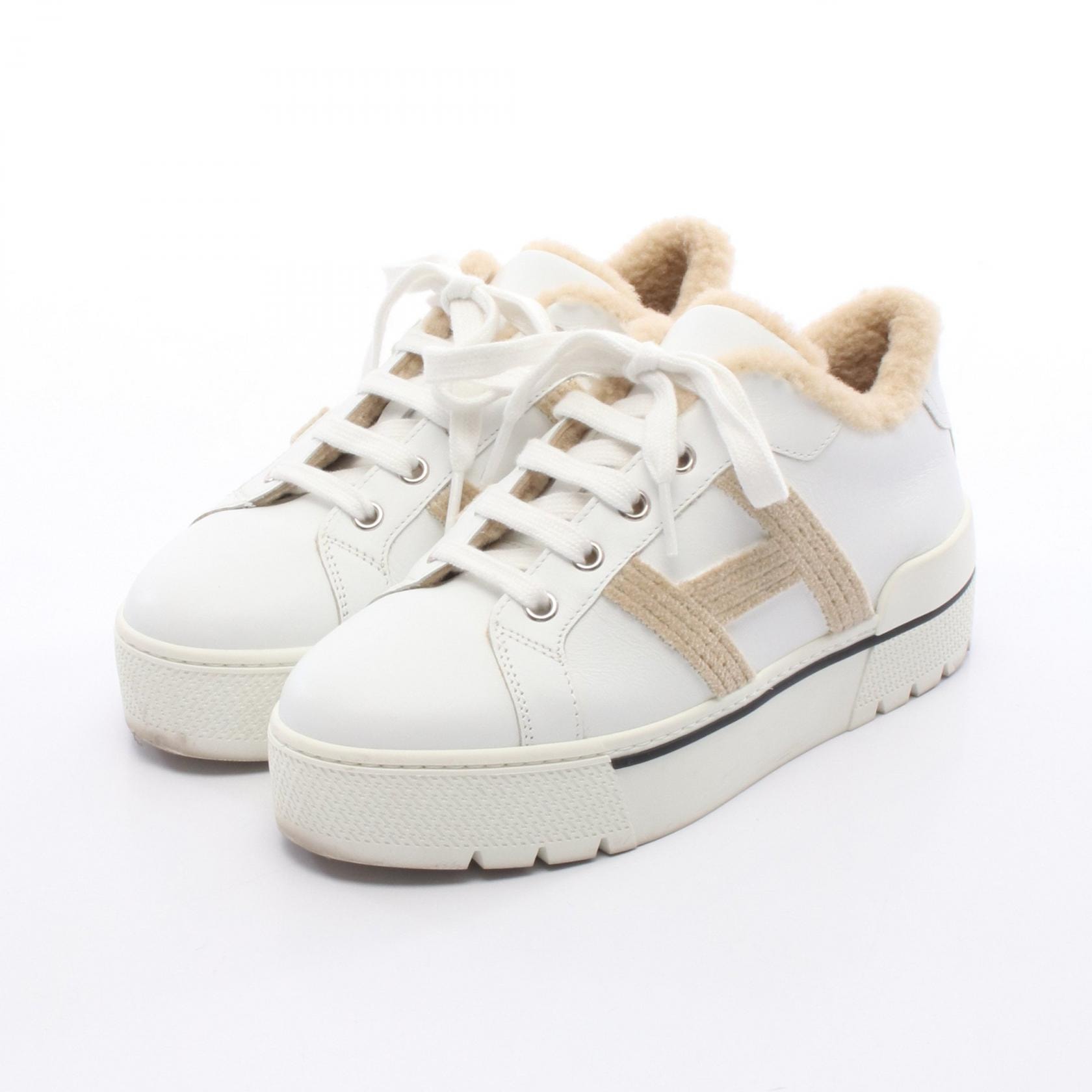 エルメス HERMES デア スニーカー 靴 レザー ホワイト レディース ホワイト系 / ベージュ系 【中古】