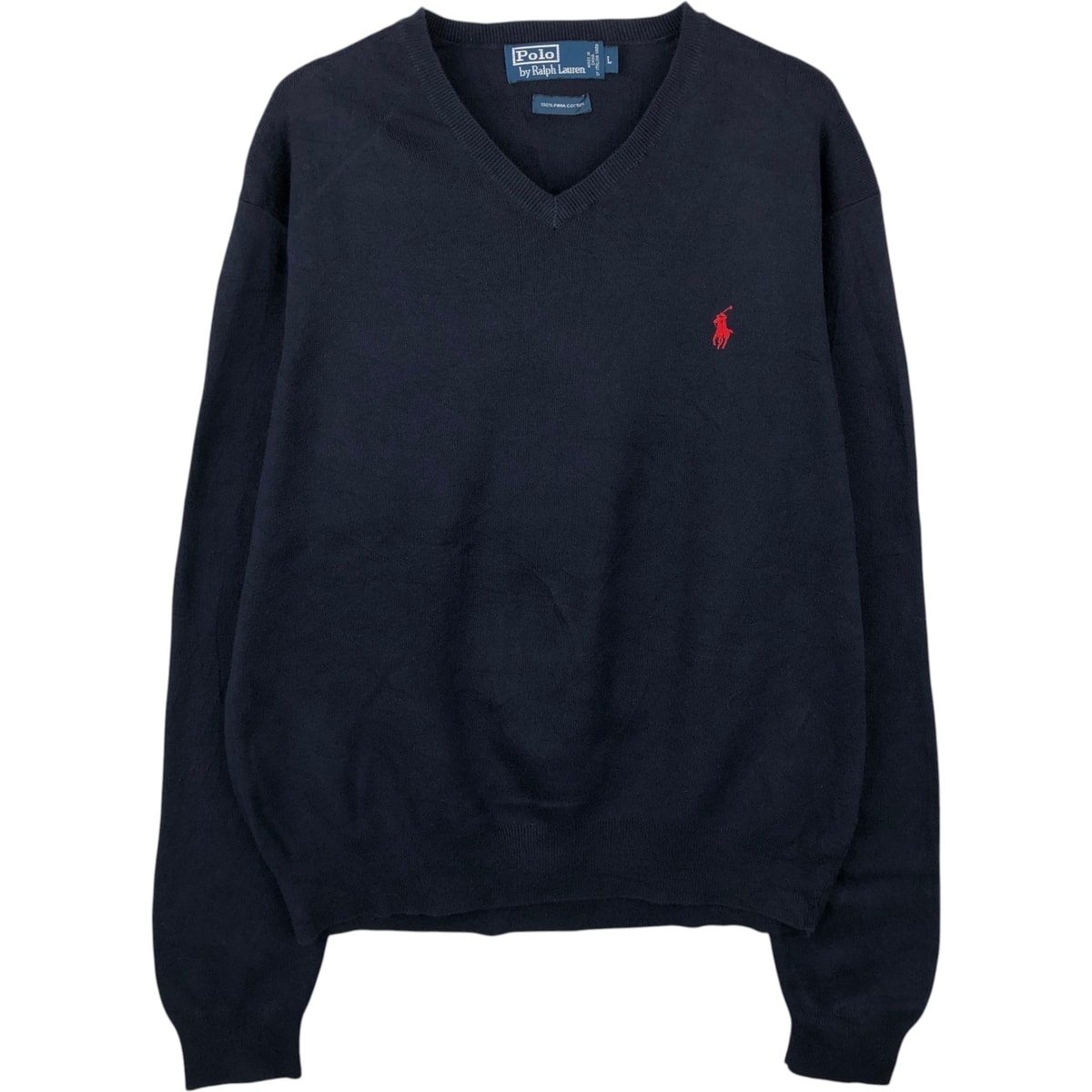 古着 ラルフローレン Ralph Lauren POLO by Ralph Lauren Vネック ピマコットンニットセーター メンズL相当/eaa637187