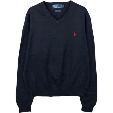 古着 ラルフローレン Ralph Lauren POLO by Ralph Lauren Vネック ピマコットンニットセーター メンズL相当/eaa637187