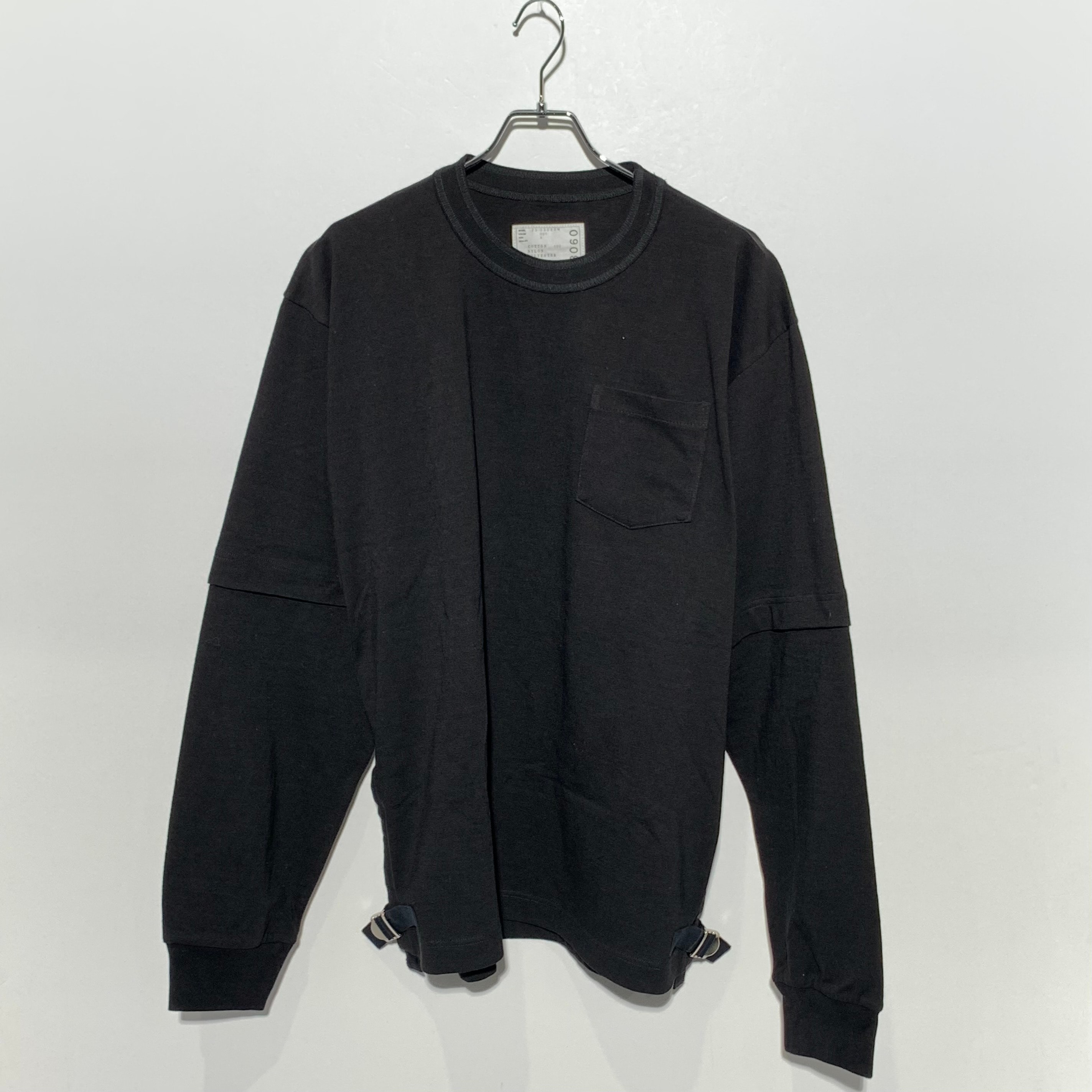 sacai Nylon Twill x Cotton Jersey L/S T-Shirt Black