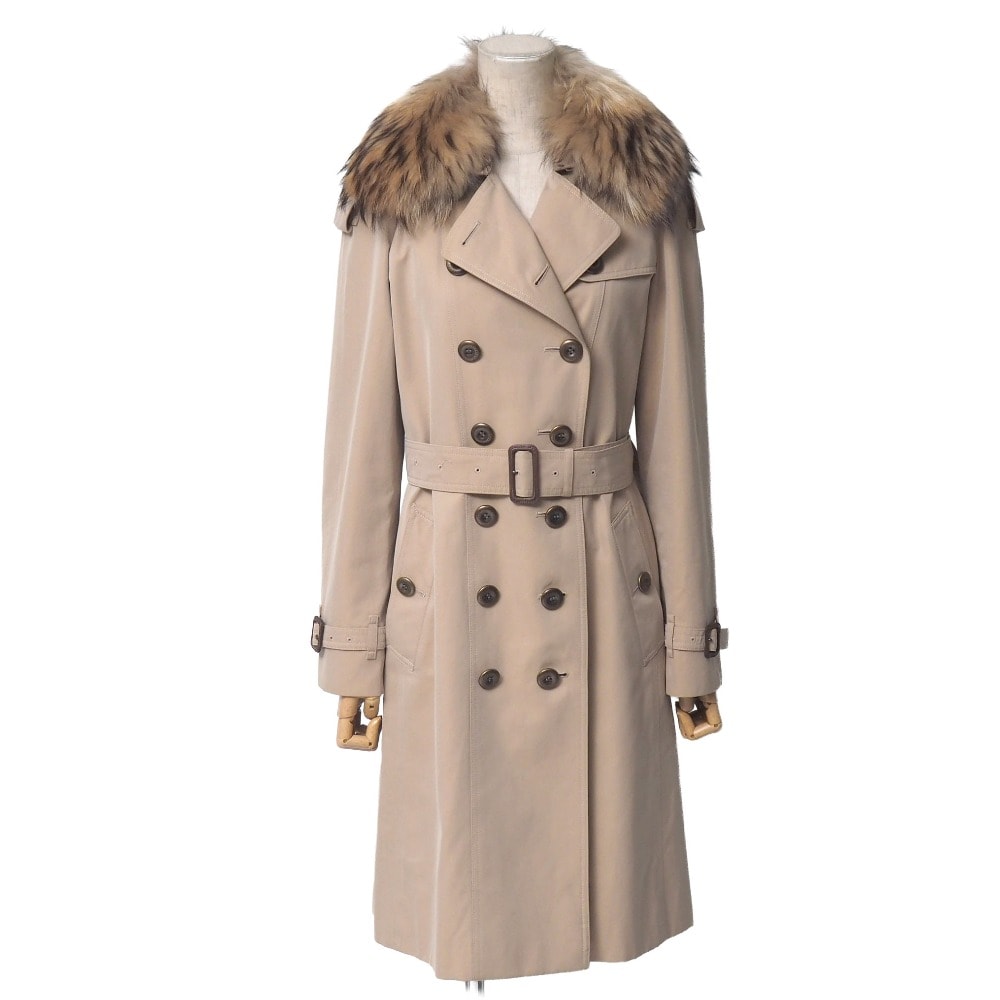 BURBERRY バーバリー トレンチコート サイズ38 ラクーンファー ベルテッド スプリングコート ブランド古着【中古】20260410/RA8909